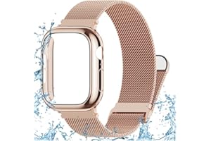 VIGAMEN Waterproof Stainless Steel Milanese Band with Case Compatible for Apple Watch 38mm 40mm 41mm 42mm 44mm 45mm 46mm 49mm Women/Men,Metal Magnetic Strap for iWatch Series 10 9 8 7 6 5 4 3 2 1 SE Ultra 2