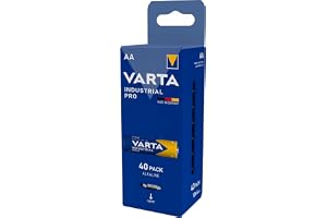 VARTA Baterie AA, opakowanie 40 szt., Industrial Pro, Baterie Alkaliczne, 1,5V, pakiet do przechowywania, Made in Germany [Wyłącznie w Amazon]