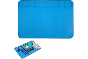 FINEHENCHI Soldering Mat, Silicone Work Mat 30x20cm 500℃ Heat Resistant Insulation Mat, Anti Static Magnetic Electronics Repair Mats with Grids for Phone, Computer, Electronics, Watch Repair, Soldering Iron