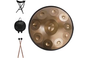 BCHNBM 9/10/12 Note 58cm 432Hz Tamburo Handpan Professionale Hand Pan in Re minore per prestazioni professionali In acciaio Hand Pan Drum (Color : 432HZ-Gold, Size : 10 note)