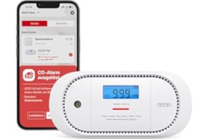 X-Sense Kohlenmonoxid-Melder funktioniert mit der SBS50-Basisstation, verfügt über eine Digitale LCD-Anzeige, Einer austauschbarer Batterie, CO-Melder mit Spitzenwertspeicher, 1er-Pack, XC01-M