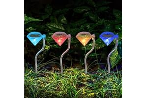 ANORDSEM 4 X Garden Solar Lights LED Colour Changing Diamond Solar Lights for Garden, Patio, Yard, Flowerbed, Parties