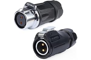 CNLINKO LP-20 Connettore impermeabile a 2 Poli, connettore circolare IP68, connettore aeronautico a innesto rapido, connettore a saldare con guscio in plastica PBT, industria marina (2 Poli)