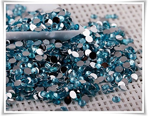 RayLineDo® Pack of 1000 x 5mm Flat Back Rhinestones Diamante Acrylic Gems Scatter Diamonds Wedding Party Table Confetti Crystals Decoration Lake Blue- High Quality