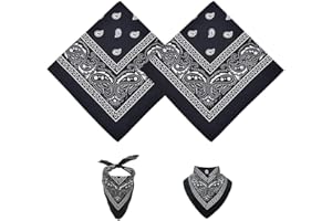 NOKDAL Bandana Herren Paisley Schwarz Kopftuch Tuch Damen Haarbänder Breite Elastische Bandana Cowboy Halstuch Biker Schal Rotes Dreieckstuch Vierecktuch Unisex Neuheit für Erwachsene und Kinder
