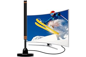 BIGEFEIXU Antenna TV Interna, Antenna TV Interna Amplificata Potente Digitale 250+ Miglia Gamma con Amplificatore Segnale per 4K 1080p VHF UHF DVB-T/DVB-T per Home Smart Televisione/Radio, Cavo Coassiale 5M