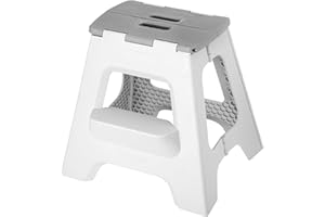 Vigar Compact Tabouret Pliant pour Adultes, 40 cm Marche Pied Pliable 2 Marches, Antidérapant Escabeau pour Salle de Bain, Toilette, Jardinage, Kitchen, House, Bureau, Supporte jusqu'à 150 kg, Gris
