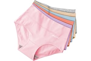 QINCAO Culottes Femme, Pack de 6 – Culotte Femme Taille Haute Coton Élastique Respirant et Doux