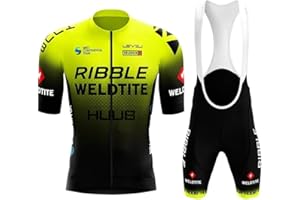 louizumify Maillots de Ciclismo de Manga Corta para Hombre Conjunto de Ropa de Verano, Culottes de Ciclismo con Acolchado de Gel 3D