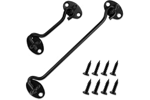 SZCXDKJ Zatrzask do drzwi stodoły, wytrzymały, solidny, pogrubiony zatrzask ze stali nierdzewnej, łatwy zamek do kabiny i zatrzask oczkowy (100 mm / 100 mm + 200 mm, czarny)