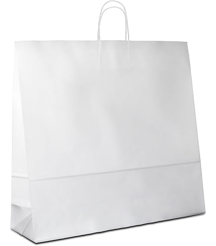 Produktbild von 50x Inoverse Papiertüten Mit Henkel – 45x17x48 Cm, Weißes Kraftpapier, Recycelbar, Für Geschenke & Einkauf