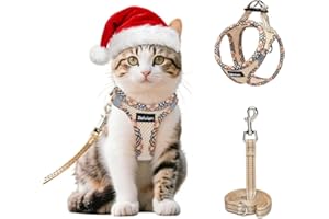 Zelvian Cat Harness and Lead Set for Outdoor Walking, Escape Proof Cat Harnesses with Dual D-Rings and Safe Leash, Soft Adjustable Reflective Mesh Kitten Harness for Small Cat & Puppy (Beige, S)