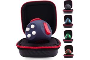 PILPOC theFube Fidget Cube - Deluxe Authentic Fidget Toys for Adults & Kids - Premium Protective Case, Stress Cube, Anxiety Toys, ADHD, OCD, Autism. Quiet Sides & Fidget Clicker Toy (Blue,White,Red)