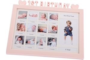 AIDIER 1st Birthday Gift Picture Frame Baby First Birthday Photo Frame Baby Girls Boys My First Year Picture Frame Album Baby Shower Keepsake Birthday Decoration Newborn Xmas Memories Christening Gift