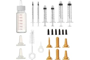 Mini seringues à tétons, Vibury Lot de 23 Chaton biberons d'allaitement pour Animal Domestique avec seringue et biberon pour Chatons et Animaux Sauvages