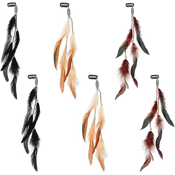 KGDUYC Boho Haarverlängerungen Mit Federn – 4 Stück, Mit Kamm-Clip, Für Dreadlocks & Festival