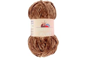 Strickfein Himalaya Velvet Wolle - 100% Micro-Polyester, 100g / 120m, Stärke 6 Super Bulky, Nadeln 8mm, Ideal für Pullover, Schals, Mützen & Heimtextilien (Braun)