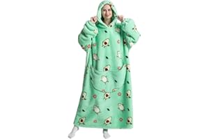 Msrlassn Felpe con Cappuccio Donna e Uomo Giganti Oversize Pullover Indossabile Coperta Blanket Hoodie Confortevole Felpa Coperta Felpone con Tasca (Avocado verde)