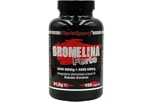 BROMELINA FORTE Drenante Anticellulite FlorioSport 180 capsule (2500+5000 GDU/g) Integratore Estratto d'Ananas (Enzima Digestivo) per il Contrasto della Cellulite, il microcircolo e Funzione Digestiva