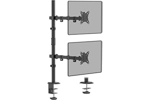 WORLDLIFT Supporto per Doppio Monitor Verticale per Schermo LED LCD da 17-32 Pollici Supporto VESA 75/100 mm Lunghezza dell'asta 80 cm Regolabile in altezza Capacità di peso 8KG