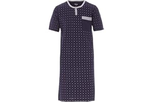 Henry Terre Męska koszula nocna z krótkim rękawem, listwa guzikowa z kieszenią na piersi, bawełniana koszulka do spania