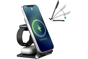 BAYITE Chargeur Induction,Pliable Chargeur sans Fil 3 en 1 pour iPhone 13/14/15/12/11/Pro/Max/Pro Max/XS/XR/X/8/Plus,Apple Watch 8/7/6/SE/5/4/3/2, AirPods Pro/2/3