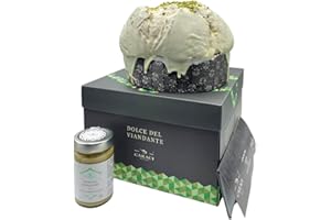 CARACI SICILY FOOD 850g Panettone al pistacchio Artigianale Con Pistacchio Verde Di Bronte DOP In granella E Vasetto Di Crema Al Pistacchio 190g E Spalmino Dolci Tipici Siciliani