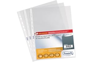 Favorit Buste Perforate, Buccia d'Arancia, Alto Spessore, 22 x 30 cm, 50 Pezzi, Trasparenti