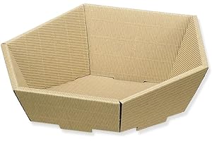 WERTPACK Geschenkkorb, Präsentkorb aus Wellpappe, 6-eckig, Natur, 23 x 19,5 x 10,5 cm, 25 Stück