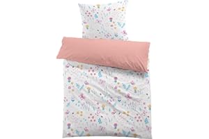 MUSOLEI Housse de Couette 140x200 Enfant Fille Parure de Lit 90x190 Enfant Fille 1 Personne Fleurs Fleurie Rose 3D Imprimé avec Taie d'oreiller 65x 65 Cadeau Fête
