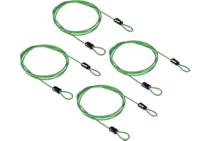 PATIKIL Security Steel Cable 2.5mm x 1m/3.28ft Coated Luggage Lock Wire Rope with Double Loop Green 4 Pack