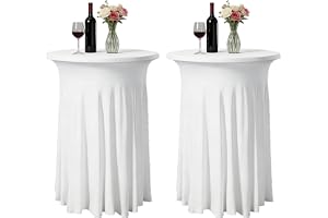Bqkroa 2-pack Vit Stretch Bordsduk: 80x110cm Stretch Ståbordsöverdrag, Elegant Överdrag med Volant, Bistrobord Barbord Överdr