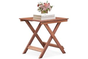 CASART Outdoor Adirondack Side Table, Acacia Wood Folding End Table, Weather Resistant Small Snack Table Garden Coffee Table for Patio Balcony Bistro Poolside (Square)
