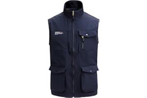 MeiLayM Herren Outdoor Weste mit Vielen Taschen Ärmellose Anglerweste Leicht Atmungsaktiv Ärmellose Jacke Jagd Fotografie Camping Sommer Multifunktionsweste Nylon Angeln Weste