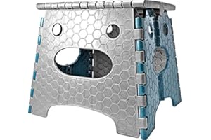 STARK Taburete Plegable Multiusos/Escalón con Mango, hasta 120 kg, en Gris-Azul para Cocina, baño, jardín (27 cm)