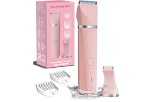 RAXMETRY Intimrasierer Für Frauen, Elektrischer Trimmer Damen Intimbereich, Damenrasierer Intimrasierer, Rasierer Damen Intimbereich, Aufladbar,Wasserdicht für nass und trocken, Rosa