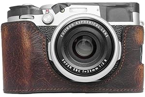 MUZIRI KINOKOO Futerał z prawdziwej skóry do FUJI X100V pokrowiec z uchwytem z prawdziwej skóry Fujifilm X100V dolne etui ochronne skórzane etui do X100V-Coffee