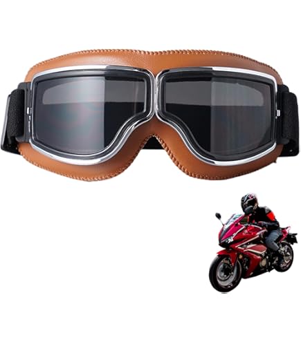 Omnikryp Motorradbrille Retro - Winddicht & Beschlagfrei | Mit UV400 Schutz Für Cross & ATV