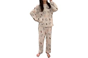 GOSO Pijama de Forro Polar para niñas 8 9 10 11 12 13 14 años,Pijama de Invierno cálido para Adolescentes niñas,Pijamas y Pantalones Largos,Pijamas para niñas Grandes
