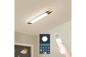 NAROUME Modern LED Smart Ceiling Light, 72cm Flush Mount Linear Metal Ceiling Lamp, (5-40)x2W Dimmable for Living Room, Bedroom, Dining Room, Office, Hallway, Closet, Aisle