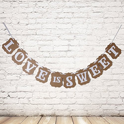 YCNK Vintage-Flags hessischen Bunting Burlap Banner mit Jute Cording für Party-Hauptdekoration 13 Flags 2,8 Meter (Love is sweet) - 3