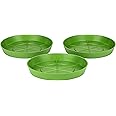 Hum Flowerpots Pack of 3 Saucers, Sturdy Drip Trays, Choice of Size and Colour, for Outdoor/Indoor Plant Pots - 19cm Green