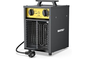 DAHTEC Elektrisk värmefläkt, byggvärmare 3 000 watt med termostat och 3 värmenivåer