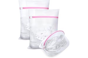 HW CASA 3 pezzi sacchetti lavatrice biancheria, retina per lavatrice,30 * 40CM per prevenire deformazioni e pieghe dei vestiti, sacchetto lavanderia con cerniera per maglioni, camicie, intima