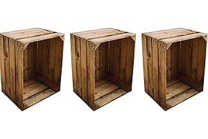 teramico© Caisses en bois vintage rustiques 50x40x30cm - Rangement, Décoration, Brocante - Lots de 1, 2 ou 3