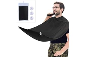 Showvigor Bart Schürze für Männer, Rasierumhang für Rasur Haarschnitte, Wasserdichte Non-Stick Barthaare Auffangen Grooming Tuch mit 2 Saugnäpfen, Geschenke für Männer (Schwarz)