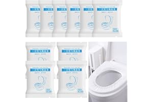 NANAXAGLY Disposable Premium Elastic Band Toilet Seat Cover, Portable Waterproof Universal Fit Toilet Mat Independent Packing for Travel, Public Toilets and House Guests Use (10 Packs)