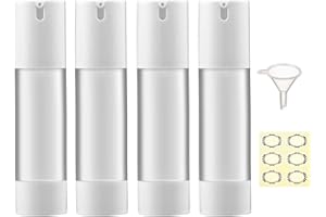 Apstaqeoo 4Pcs, 50Ml Empty Refillable Airless Frosted Clear Travel Foundation Containers Vacuum Press Pump Bottle Dispenser for Hand Sanitizer/Cream/Gel