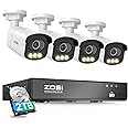 ZOSI 4K PoE CCTV Camera System with True Color Night Vision, 8CH 4K NVR and 4pcs 5MP 3K Aurora Lux C186A Outdoor PoE Cameras, AI Human Vehicle Detection, Smart Warm Light, 2-Way Audio