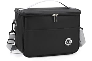 Lisoviom 12.7L Family Picnic Cooler Thermal Lunch Cooling Bag for Work Beach Picnic Camping Keep Food Warm or Cold Insulated Cooling Bag for Camping,BBQ,Family,Car and Outdoor Activities （Black）